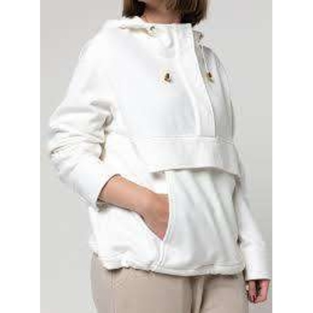 POL Half Zip Hoodie Sweatshirt Small Ivory Casual Top